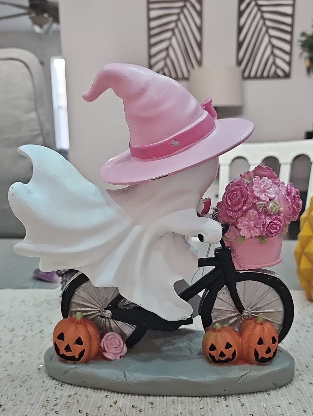 NWT! Summerween Pink Flowers Ghost On A Bike Halloween - Picture 2 of 2